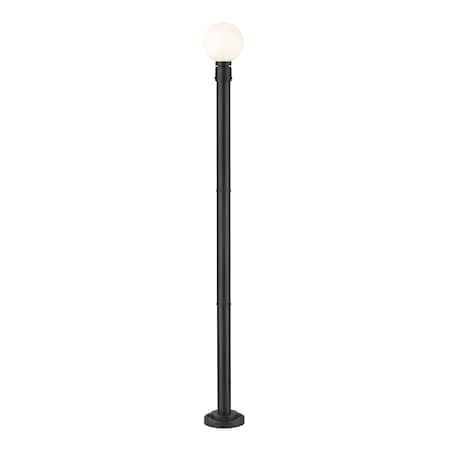 Z-Lite Laurent Outdoor Post Mounted Fixture, 1-Light, 9 In.W x 85.25 In.H, Black/Opal 597PHM-567P-BK
